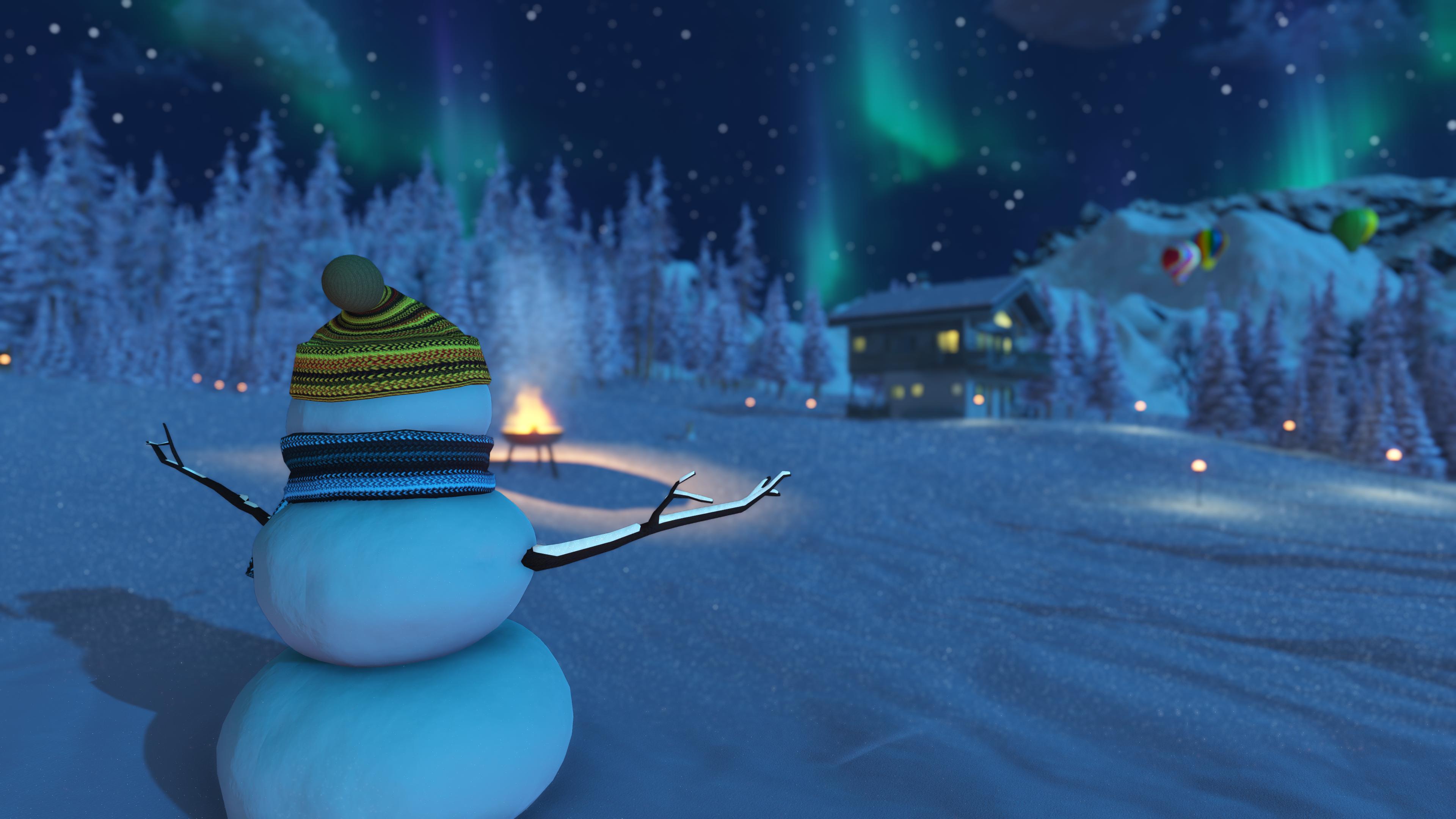 Paysage d'hiver - Bonhomme de neige